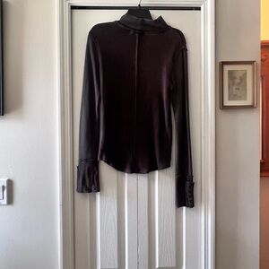 We The Free Chocolate Brown Textured Top